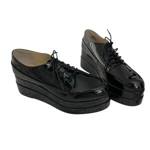 JESSICA SIMPSON black patent lace up shoes. Size 91/2.